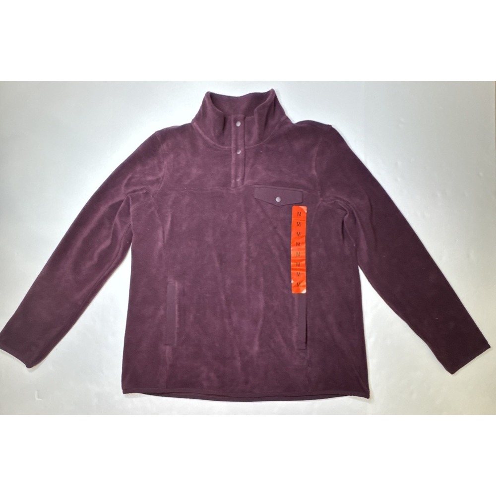 32 Degrees Heat Womens Fleece Pullover Purple‎ Mock Neck Snap T M New No Tags